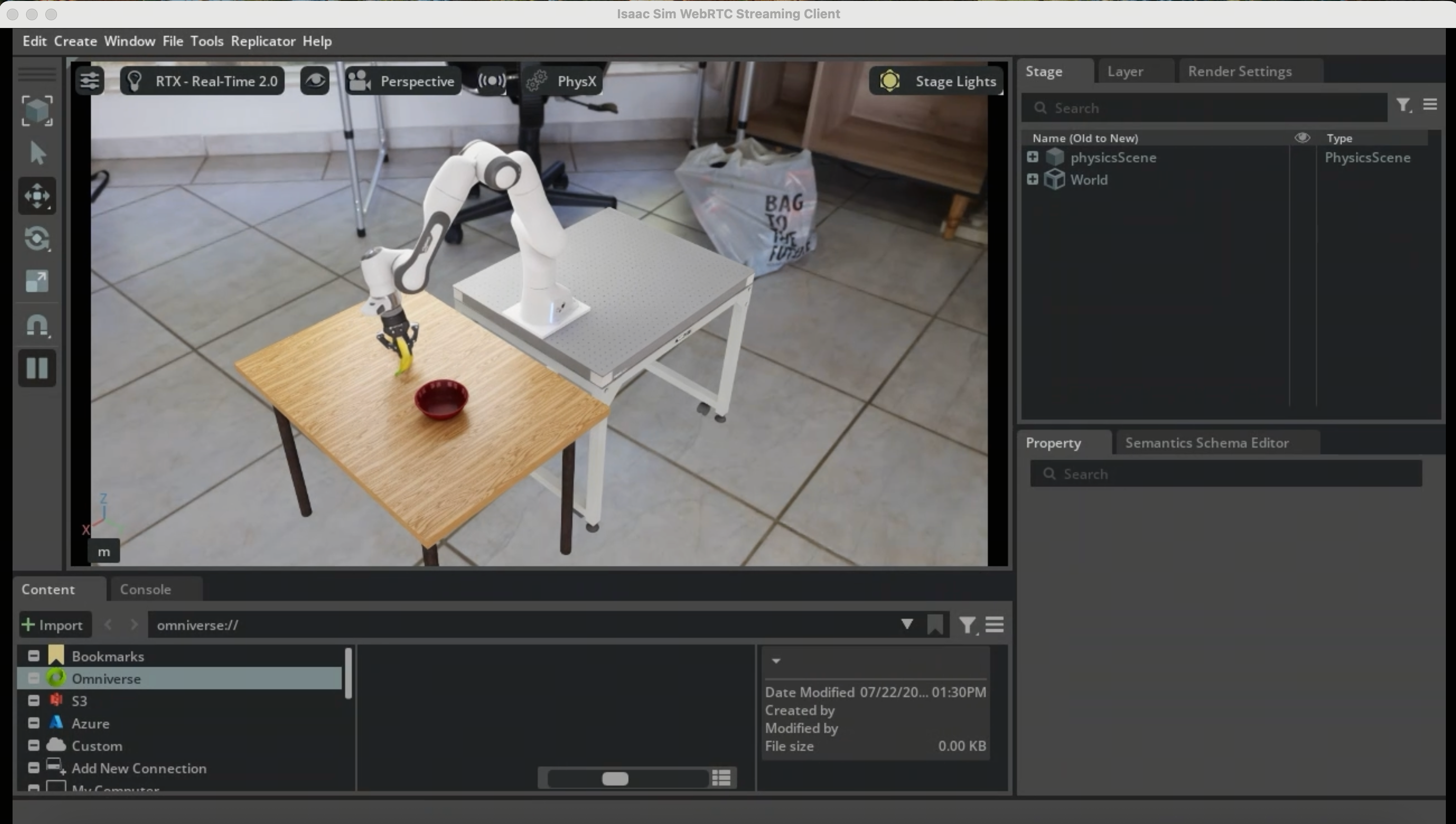 Isaac client WebRTC simulation visualization interface