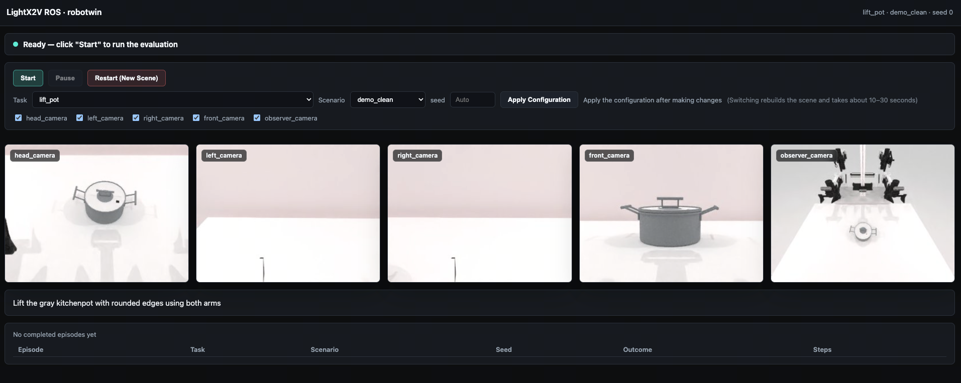 RoboTwin environment visualization interface